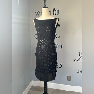 Jessica Simpson Black Sleeveless Dress with Circular Accents Size 10